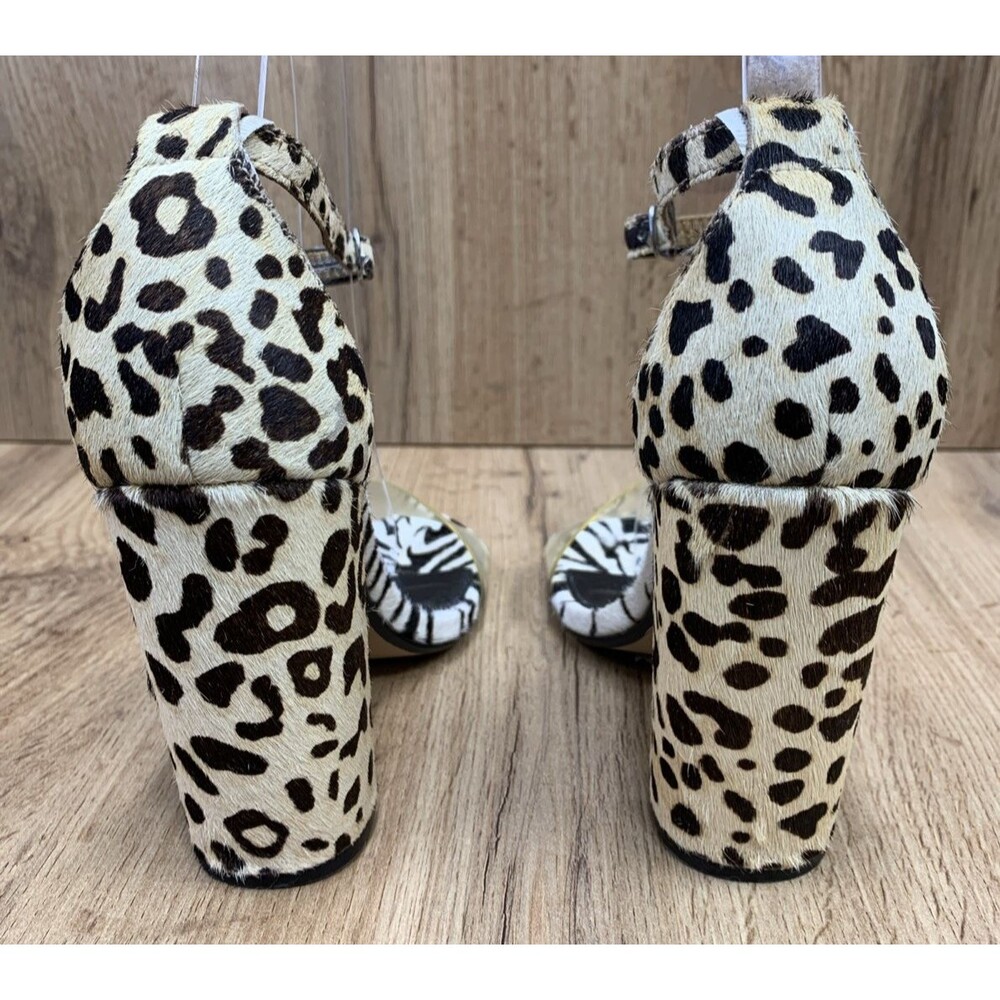 Steve Madden Women's Carrson Leopard Zebra Cow Hair Heels Black White Size 6.5 M - Picture 7 of 15